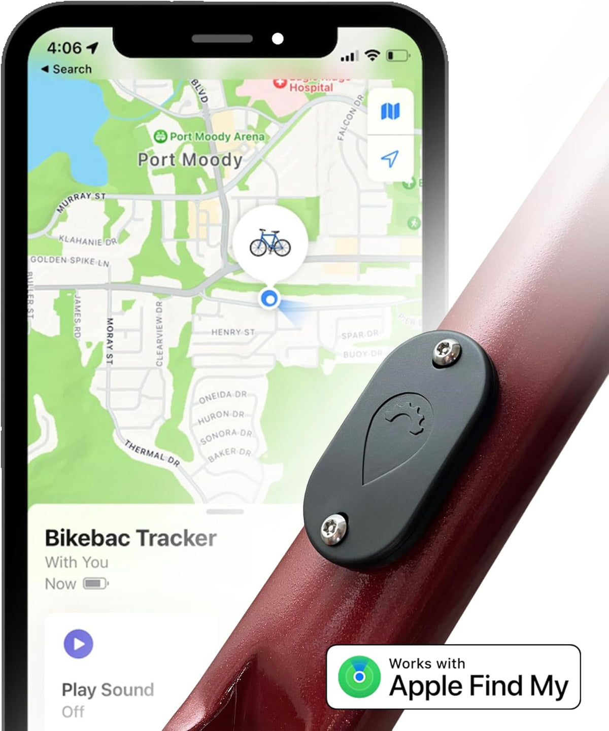 Bikebac Bike Tracker – Apple Find My or Android Find Hub